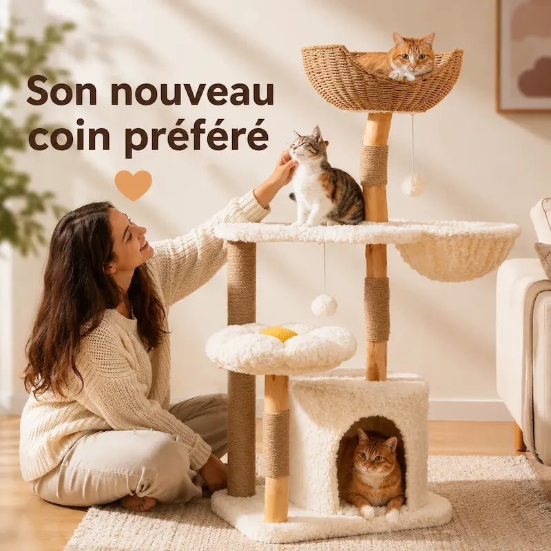 Arbre à chat bois massif avec condo - Confort | Felys