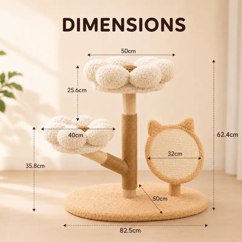 Arbre à chat floral en bois massif - Design | FloraNest