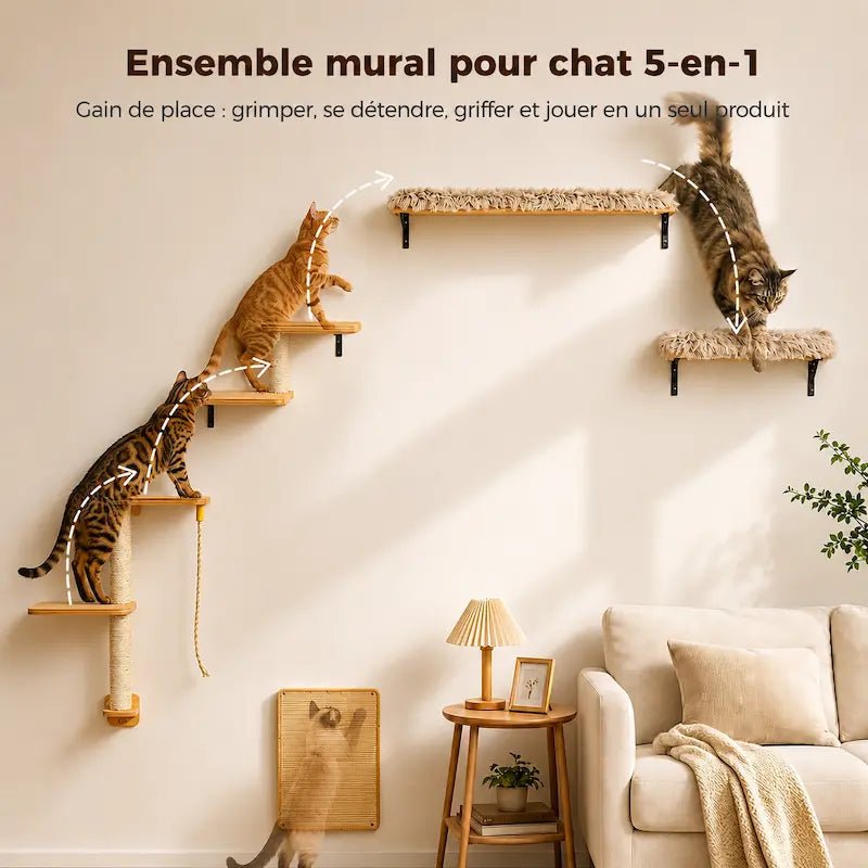 Arbre à chat mural 5-en-1 - Gain de place | PurrHouse
