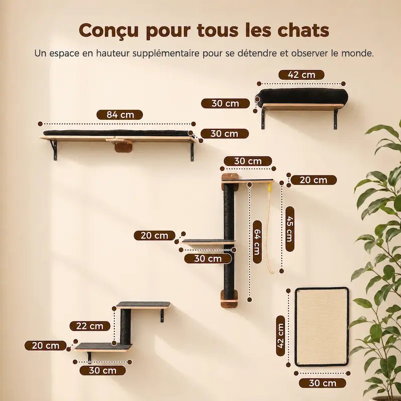 Arbre à chat mural 5-en-1 - Gain de place | PurrHouse