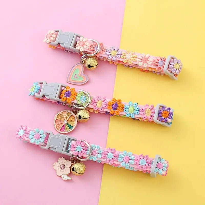 Collier chat clochette fleur - Léger & sécurisé | Fleuria
