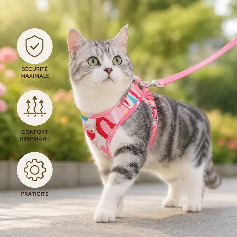 Harnais chat anti-fuite - Sécurité et confort | PawSafe