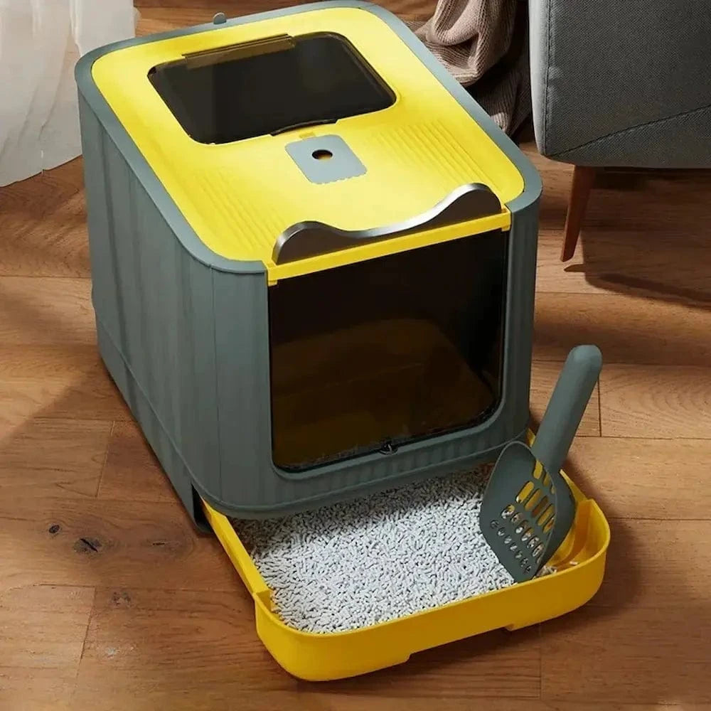 Maison de toilette pliable pour chat - Gain de place et hygiène Griffe d'Amour