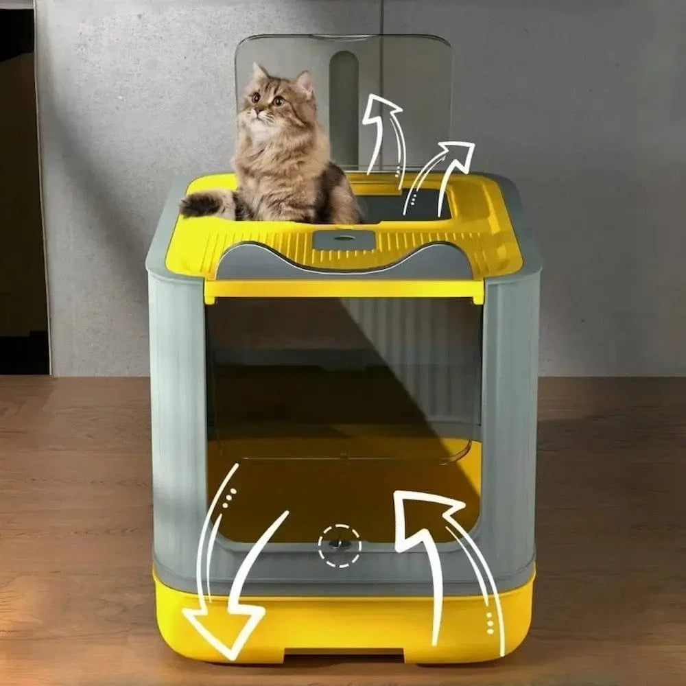 Maison de toilette pliable pour chat - Gain de place et hygiène Griffe d'Amour
